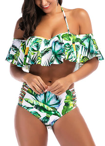 Sexy Women Pineapple Print Ruffle Swimsuit